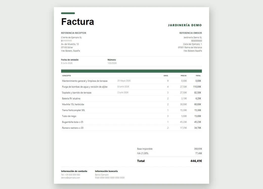 Pantalla de factura en la app Natura Viva